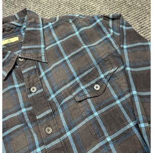 Ascend Shirt Mens Large Gray Blue Plaid Flannel Long Sleeve Button Front‎ Casual